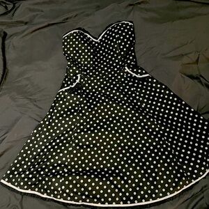 Sourpuss black and white poka dot dress.